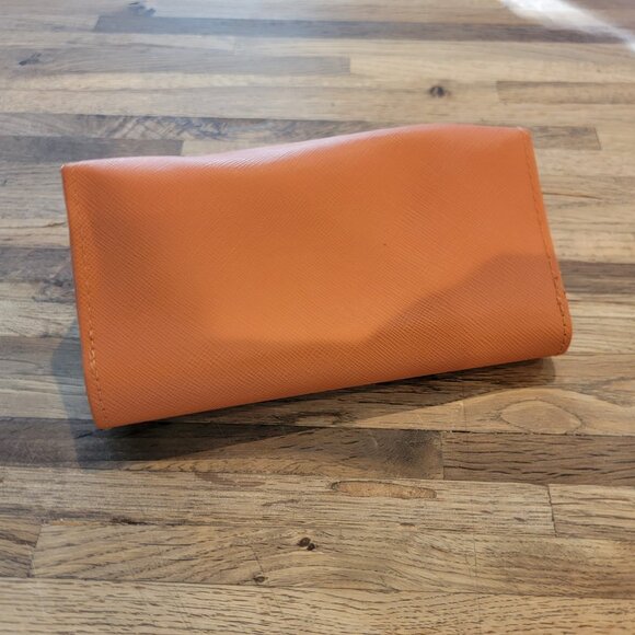 TORY BURCH Orange w Gold Logo GLASSES CASE & Cloth Glasses Cover - Picture 8 of 13